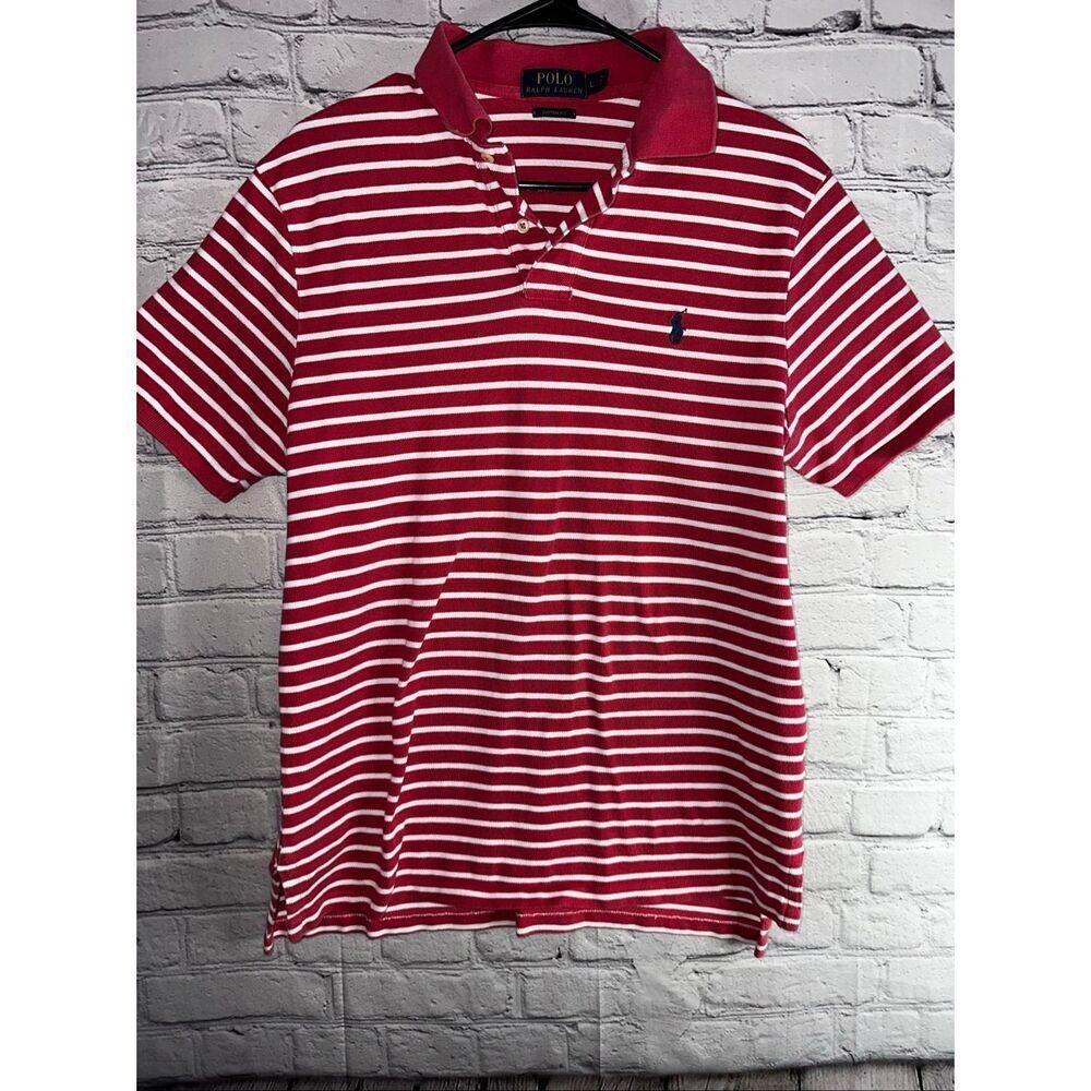 Ralph Lauren Polo Custom Fit Shirt – Men’s Large – Red & White Stripe